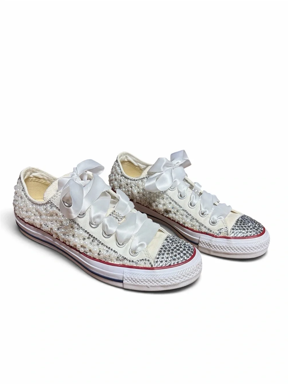 Converse All Star custom pearl bling sneakers 7